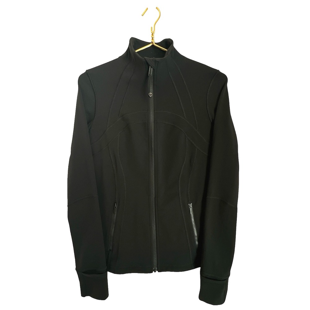 lululemon Define Jacket Womens 6 Black Luon Full Zip Thumbholes Cuffins Pockets